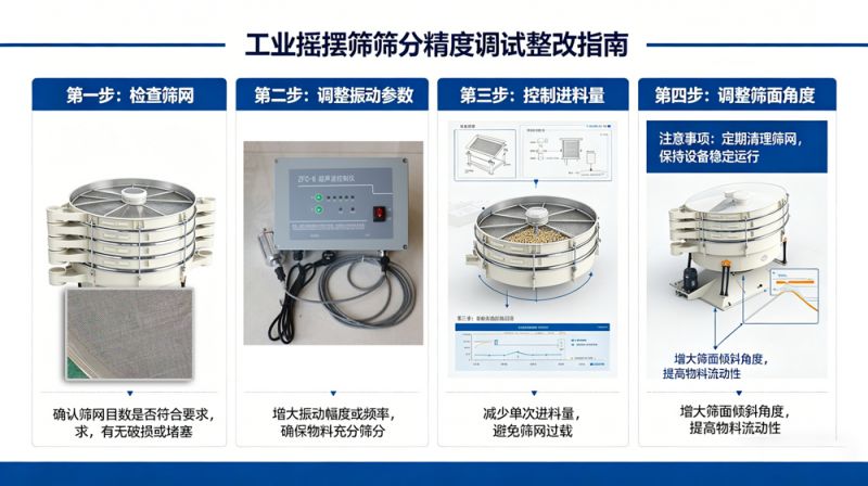 工业摇摆筛筛分精度不达标怎么调试整改