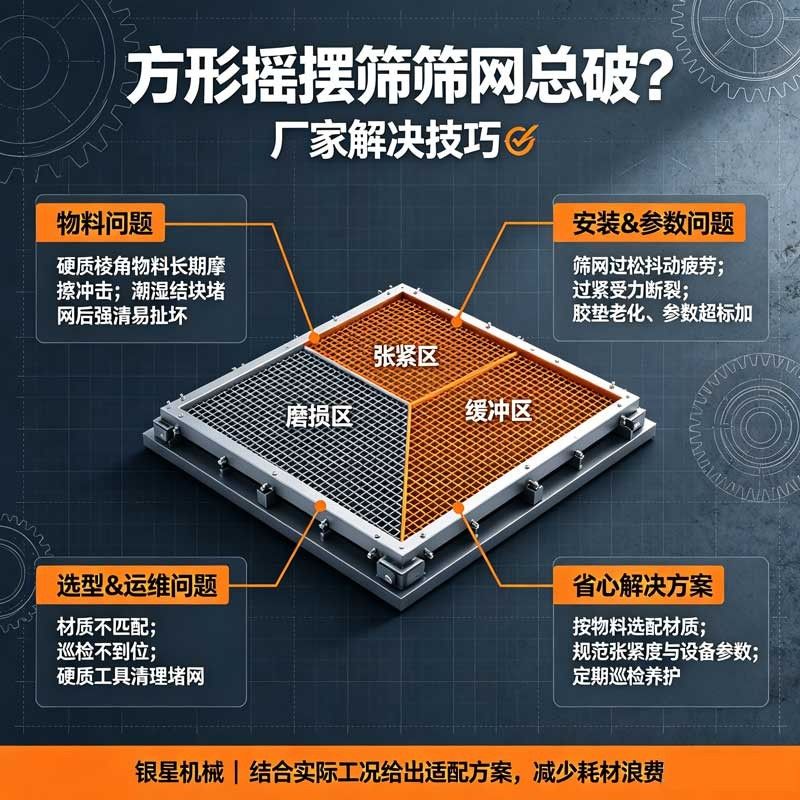 方形摇摆筛筛网易破损？方形摇摆筛厂家分析核心诱因